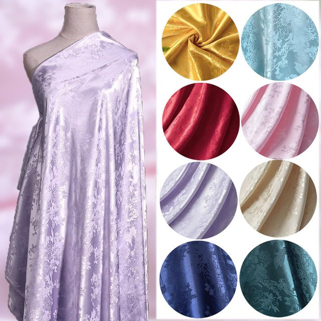 Findohope Floral Brokat Jacquard Damast Stoff in Gelb, 1 Meter für Näharbeiten und Vorhänge - Bild 1