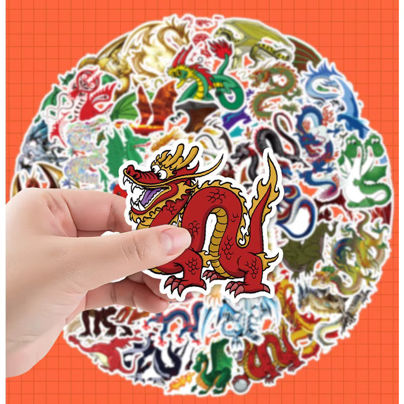 50 Stück Wasserdichte Graffiti Aufkleber mit Riesen Drachen Motiv von BulingBulingStickers Shop in Multicolour für Helm, Fahrrad und andere Oberflächen - Bild 4