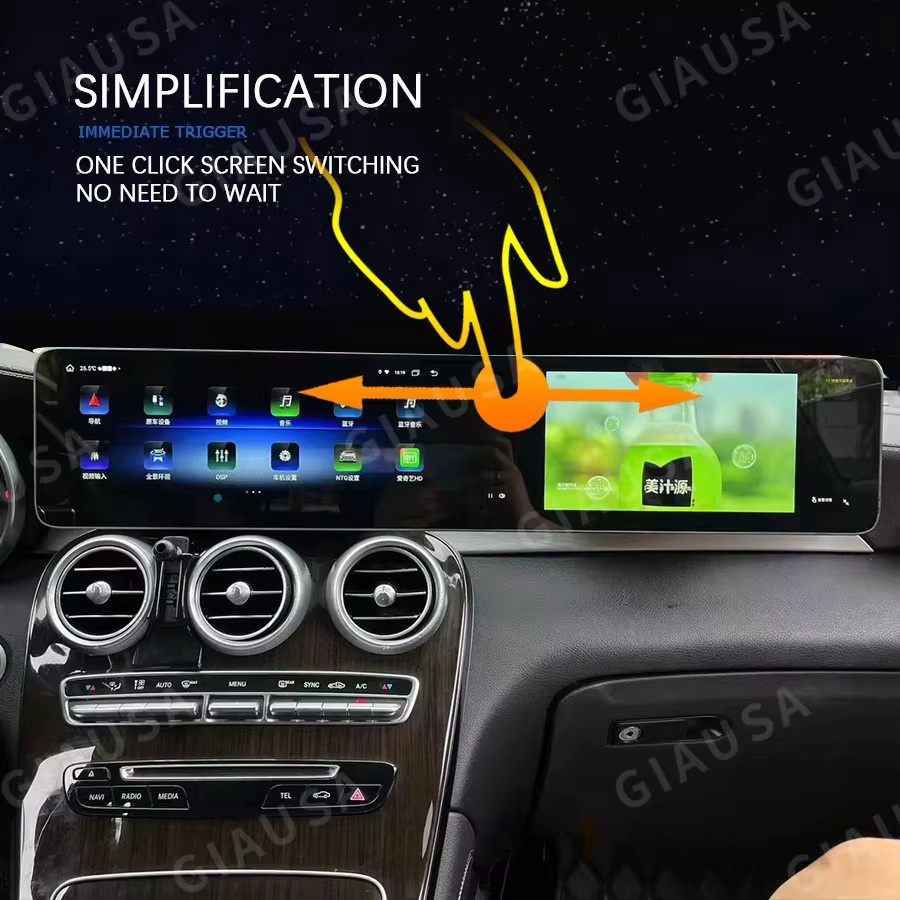YANFU Dual-Screen Android 13 Autoradio mit GPS und Wireless Carplay für BENZ C W205 und GLC X253 2015-2024, 24,6 Zoll, Schwarz - Bild 5