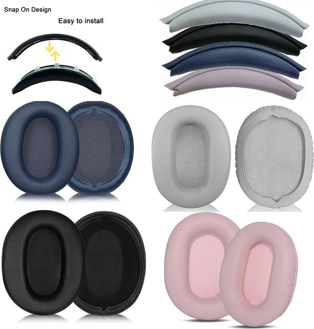 Sony WH-CH720N Ersatz Set aus Snap-On Kopfband und Ohrpolstern in Schwarz - Bild 1