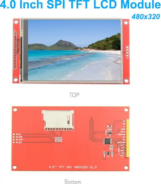 FUNKEYDO 4,0 Zoll SPI TFT LCD Modul mit resistivem Touchscreen, 480x320 Auflösung, ST7796S Display, Rot, kompatibel mit Arduino IDE - Bild 1