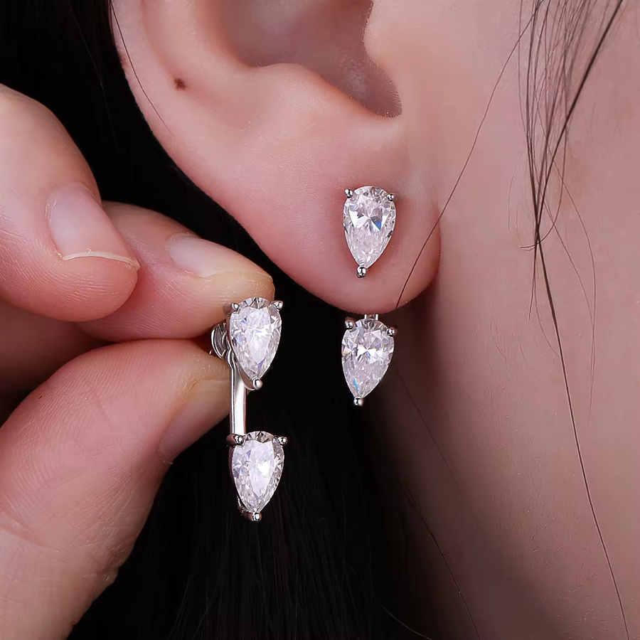 FEOBUR Ohrjacken-Ohrringe, 925 Silber, Moissanit, Diamant, Damen - Bild 5