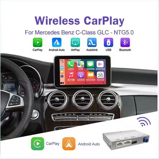 AUTOABC Kabelloses CarPlay und Android Auto Interface für Mercedes Benz C-Klasse GLC W205 V-Klasse W447 NTG 5.0 mit Mirror Link und AirPlay - Bild 1