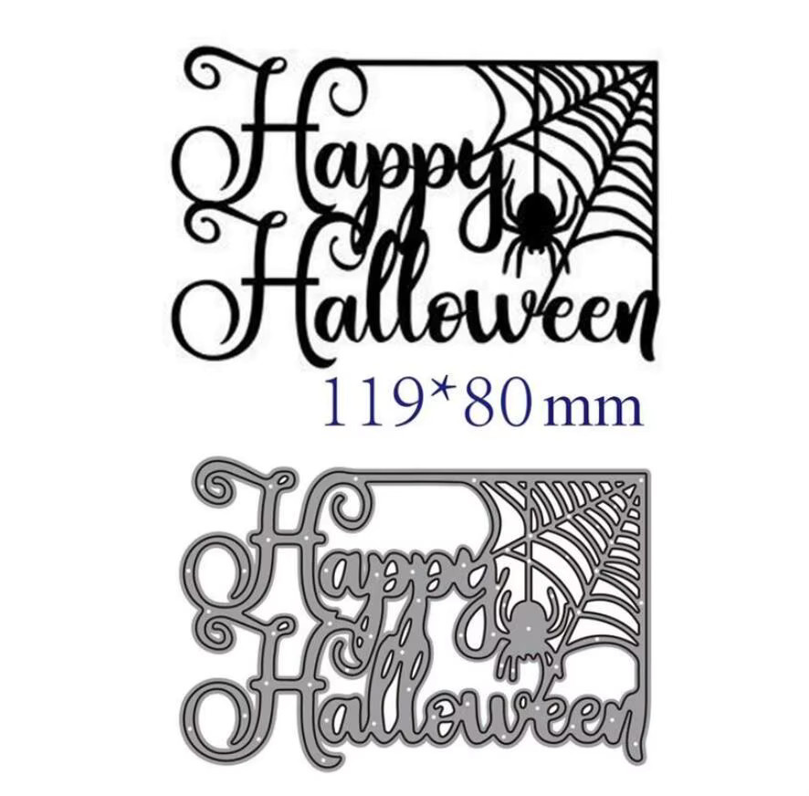 Happy Halloween Spinnennetz Metall-Schneidwerkzeug und Prägeschablone für DIY-Dekorationen und Scrapbooking in Schwarz - Bild 3