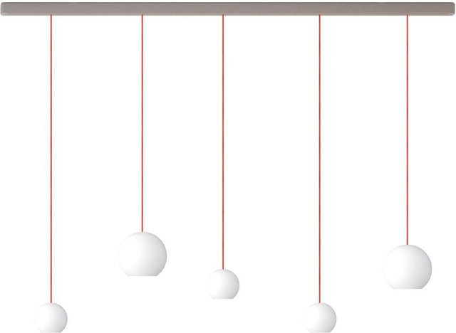 KOMOT KOS Quinto SL LED-Pendelleuchte mit Schiene, Farbe Nickel matt und Orange, mundgeblasenes Opalglas, Tunable White 2200K - 4200K, Länge: 200 cm - Bild 1