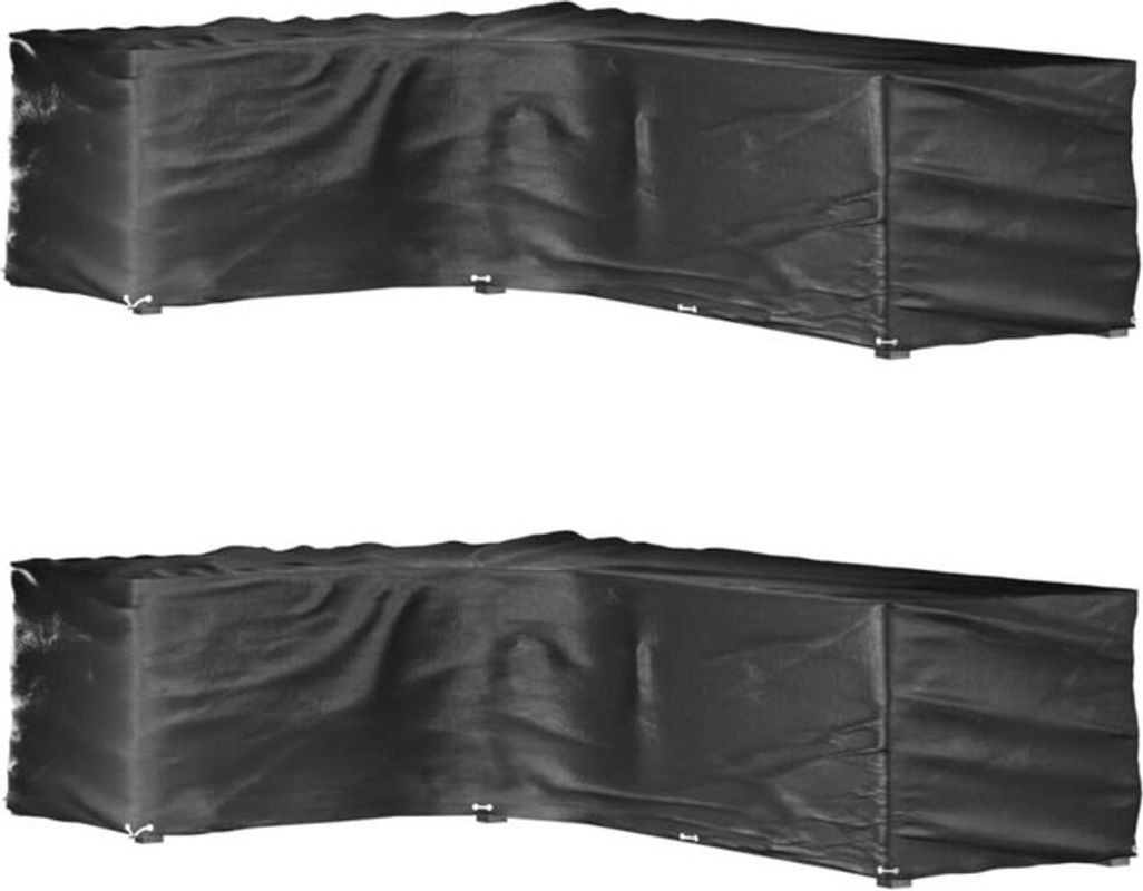 Vidaxl Gartenmöbel-Abdeckungen in L-Form, 2er-Set, Schwarz, B/T/H: 220 x 285 x 80 cm mit 18 Ösen - Bild 1