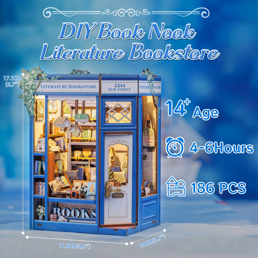 CUTEBEE DIY Buchnischen-Set, Miniatur-Buchladen, mit LED-Licht, ab 14 Jahren - Bild 2