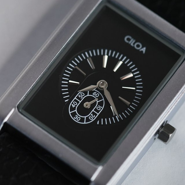 CILOA Armbanduhr, Quarz, Edelstahl, Leder, Schwarz, Eckig, Herren - Bild 1