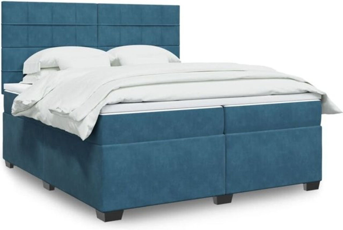 Vidaxl Boxspringbett mit Matratze in Blau aus Samt mit modernem Design B/T/H: 200 x 200 x 150,5 cm - Bild 1