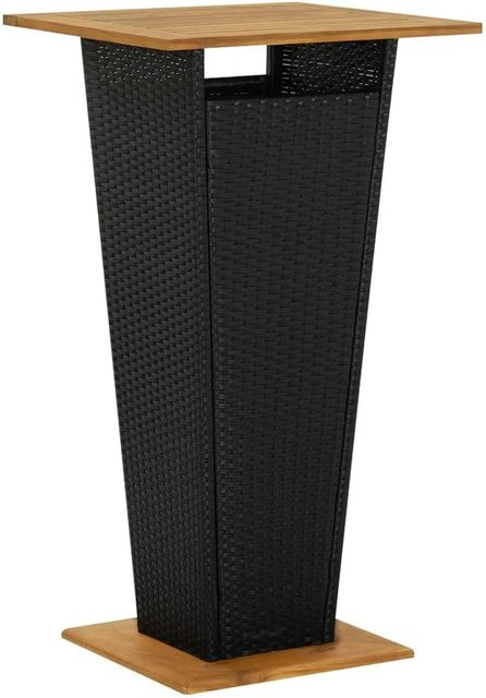 vidaXL Bartisch Schwarz aus Poly Rattan und Akazienholz, B/T/H: 60 x 60 x 110 cm - Bild 1