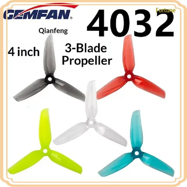 Gemfan 4032 Tri-Blade-Propeller 2 Paar in Gelb mit 5mm Bohrung für 1407 1507 Motoren 4 Zoll FPV-Renndrohnen CW/CCW - Bild 1