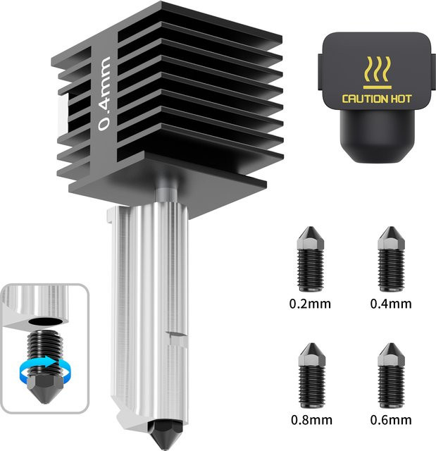 BambuLab Hotend-Kit für A1 und A1 Mini mit gehärteter Stahldüse in 0,2 mm, 0,4 mm, 0,6 mm und 0,8 mm für FDM 3D-Drucker, Weiß - Bild 1