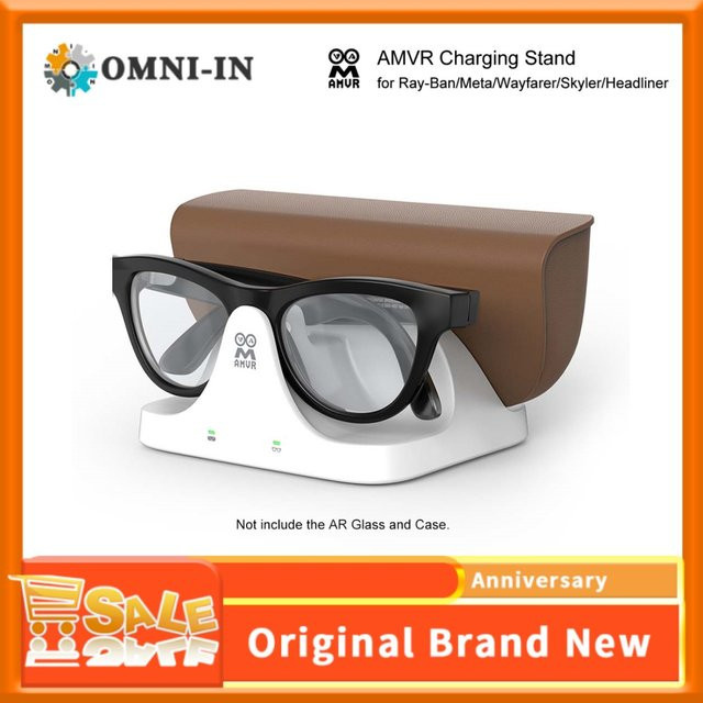 AMVR Magnetisches 2-in-1 Schnellladestativ für RayBan Meta AI-Brillen und Hülle, Weiß - Bild 1