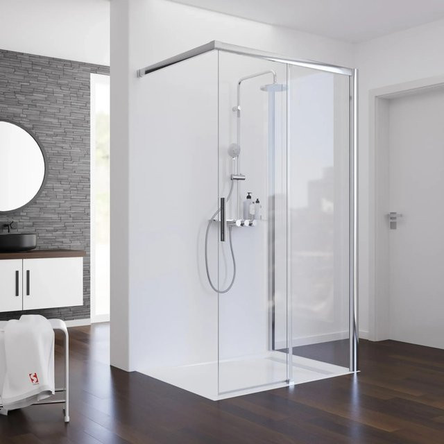Schulte Walk In Schiebetür für die Dusche in Chrom-Optik, transparent, B/T/H: 90 x 120 x 200 cm - Bild 1