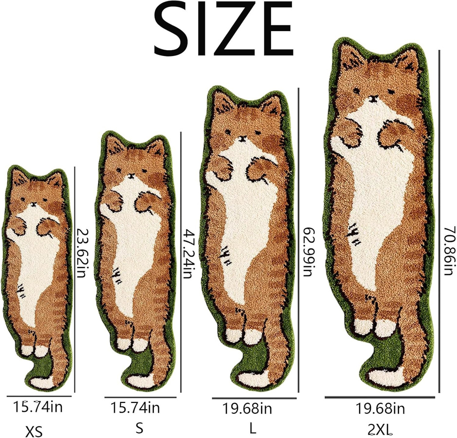 Rutschfester Teppich mit Cartoon-Katzenmuster in Multicolour, schmutzabweisend und waschbar, B/T: 60 x 40 cm - Bild 2