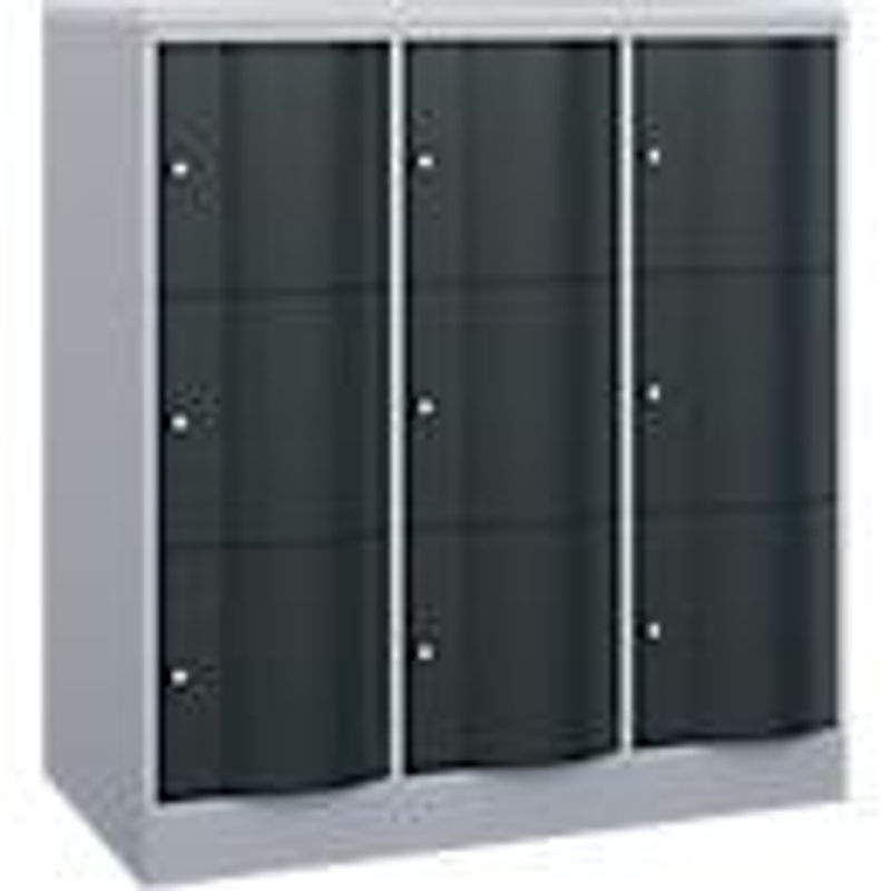 C+P Schließfachschrank Resisto mit 3 Abteilen und 9 Fächern, Weißaluminium/Anthrazitgrau, B: 114,8 cm, T: 64,0 cm, H: 125,5 cm - Bild 2