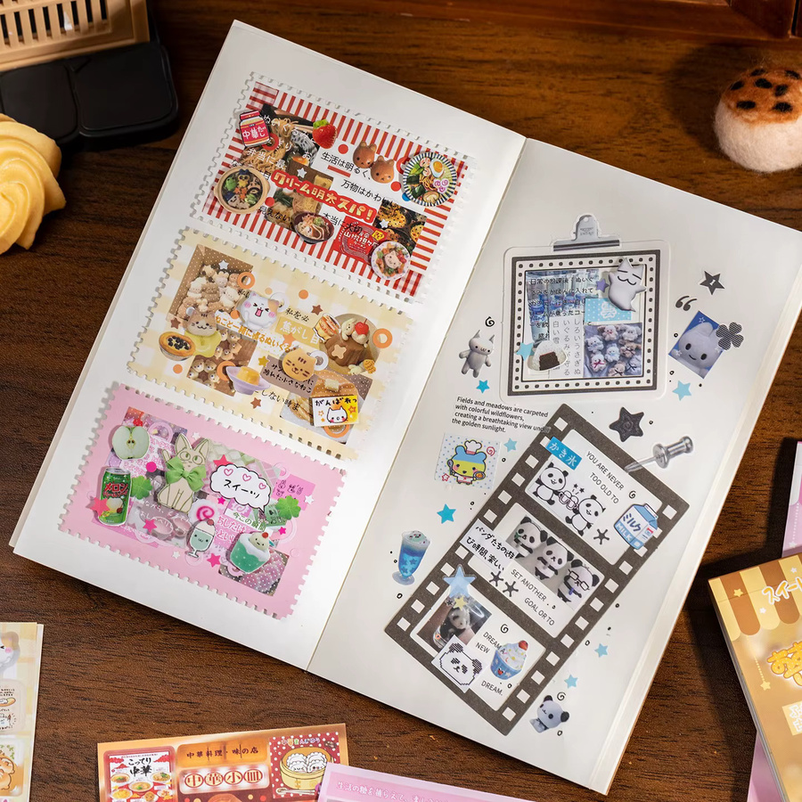 JCAC 20 Beutel Japanische Retro-Stil Stanzsticker für Bullet Journal und DIY Handyhüllen-Collagen in Multicolour - Bild 3
