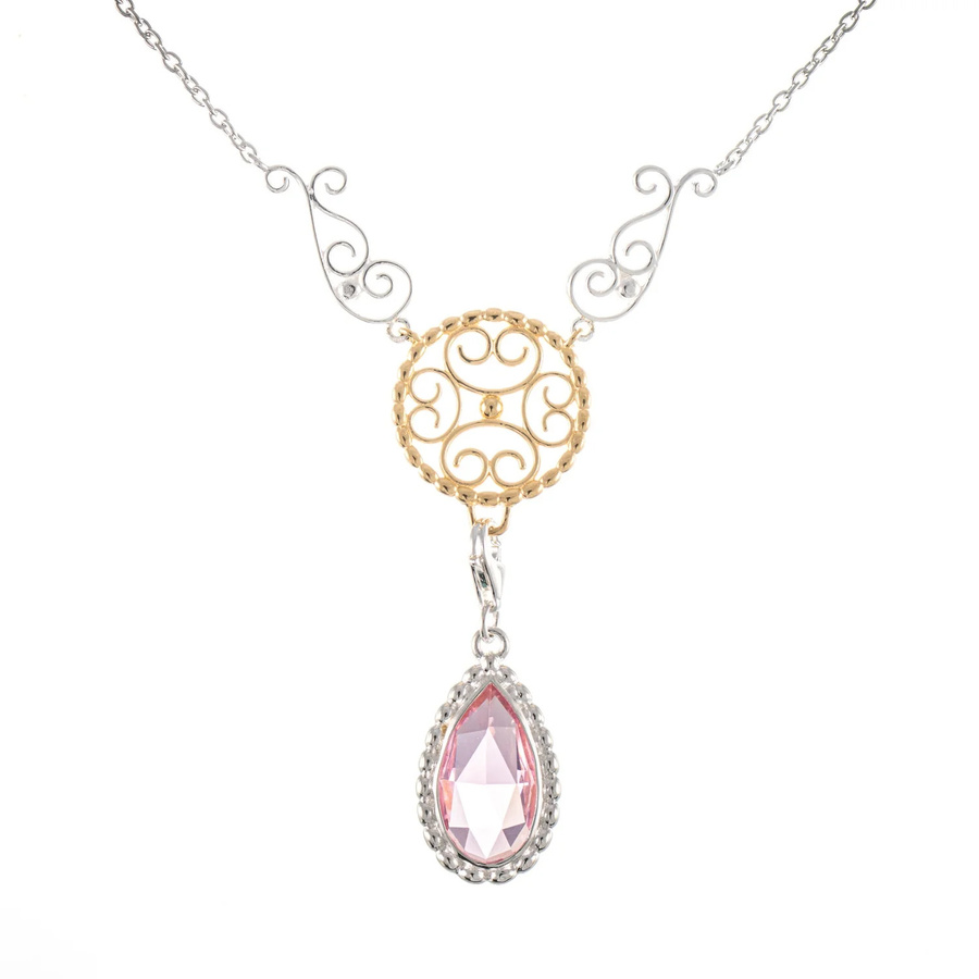 Collier Signature, 925 Silber, teilvergoldet, rosa Stein, Damen - Bild 1