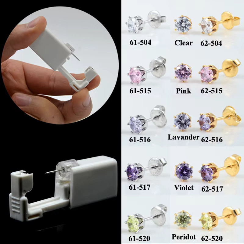 Ohr Piercing Gerät mit Kristall Stud Blume Piercing Schmuck Set, Kinder - Bild 2