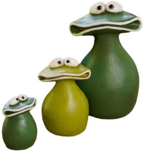 Bunte Big Mouth Frosch Familie Figur aus Harz als wasserdichtes Gartenornament im Cartoon-Design - Bild 1