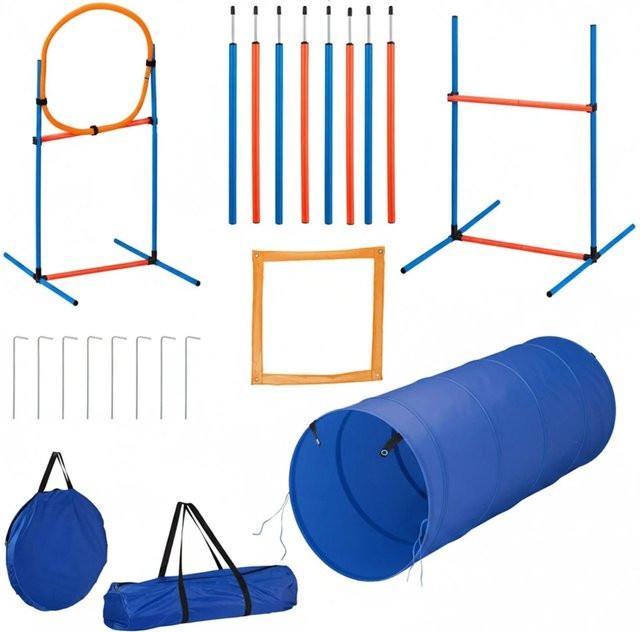 Relaxdays Agility Set für Hunde, Blau Orange, Höhenverstellbar - Bild 1