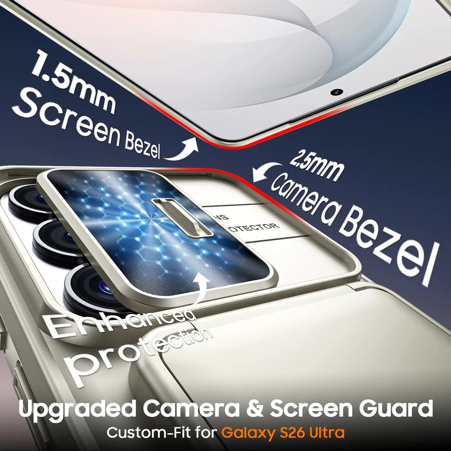 BANGZAO Wallet Case für Samsung Galaxy S26 Ultra mit Kartenhalter, Schiebe-Kameraabdeckung und Standfunktion in Titan - Bild 5