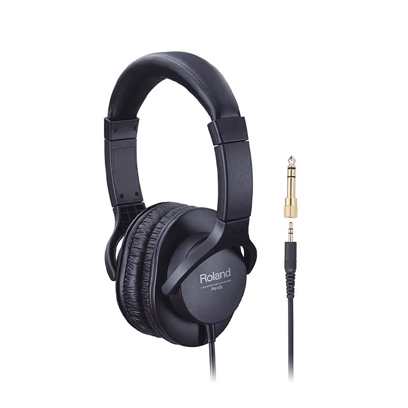 Roland RH-Serie Over-Ear Monitoring-Kopfhörer in Schwarz mit Adapter RH-5, geschlossene Bauweise für Digitalpiano, E-Drum und Keyboard - Bild 2