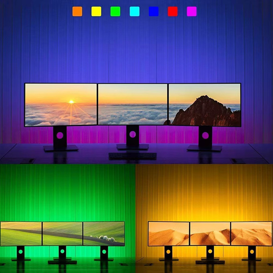 Teopek RGB LED-Streifen 5m mit 5050 SMD LEDs, DC 5V, 4-Pin-Stecker für TV-Hintergrundbeleuchtung, Multicolour, Weiße/Schwarze Leiterplatte - Bild 3
