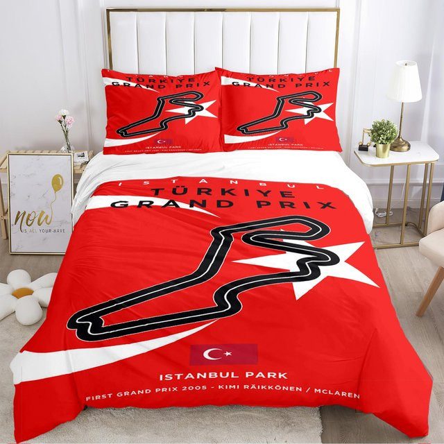 JMG Household Supplies Bettwäscheset F1 Internationale Rennstrecke in Rot, bestehend aus Steppbezug und Kissenbezügen aus Mikrofaser, B/H: 135 x 200 cm - Bild 1