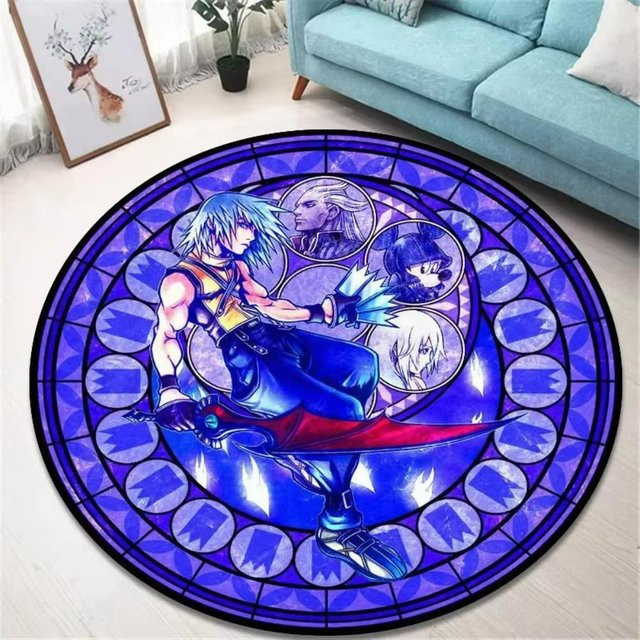 Runder Teppich Karpetti K-Kingdom Hearts Design für Wohnzimmer und Spielzimmer, Mehrfarbig, Durchmesser: 120 cm - Bild 1