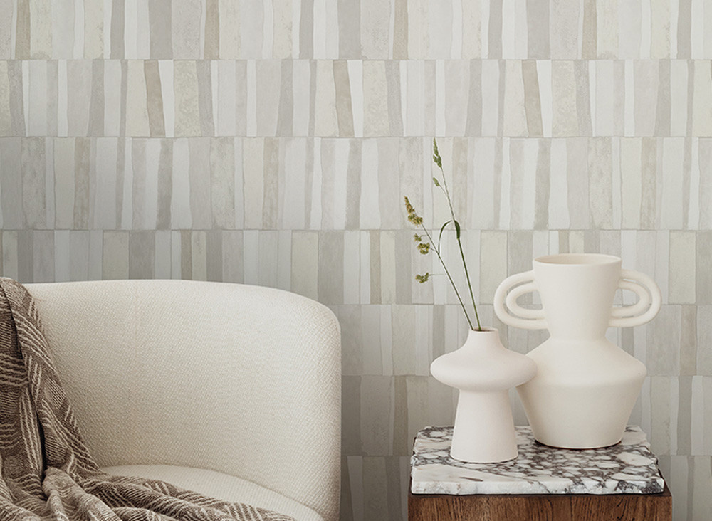 Jannelli & Volpi Tapete Ritter Tiles 25612 in Grau und Beige mit modernem abstraktem Design aus Vinyl - Bild 1
