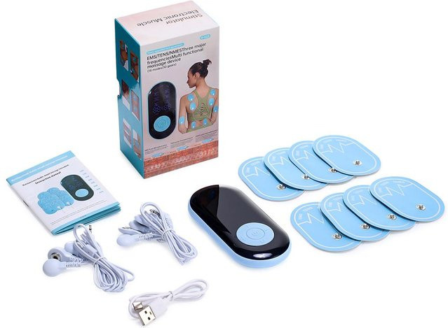 6 Modi TENS Elektrischer Muskelstimulator Dual-Kanäle EMS NMES, blau - Bild 1