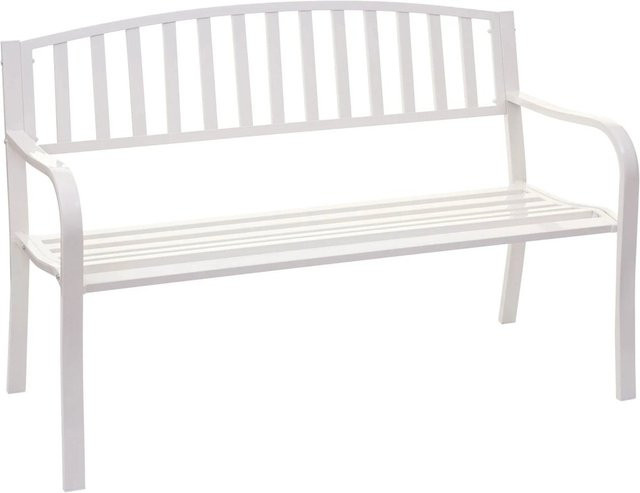 MCW Gartenbank F43 als 2-Sitzer aus pulverbeschichtetem Stahl in Weiß, B/T/H: 120 x 58 x 87 cm - Bild 2