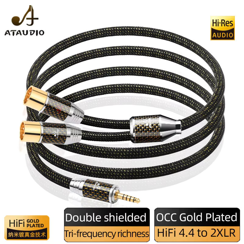ATAUDIO HiFi 4,4 mm auf 2XLR Kabel Splitter Y-Adapter aus vergoldetem OCC für Lautsprecher in Schwarz und Gold - Bild 2