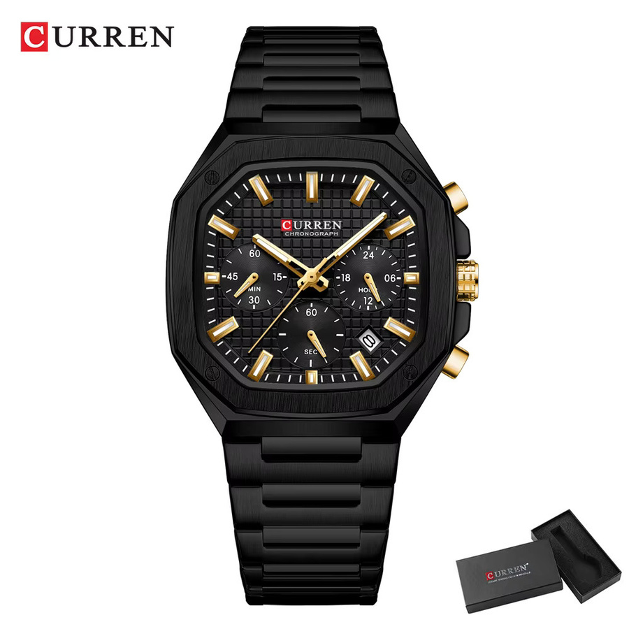 CURREN Chronograph, Quarz, Edelstahl, Gold, Schwarz, Herren - Bild 2