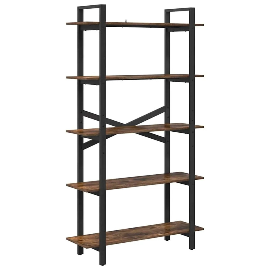 vidaXL Bücherregal im industriellen Design aus Holzwerkstoff und Stahl, Farbe: Braun, B/T/H: 100 x 33,5 x 178 cm - Bild 2