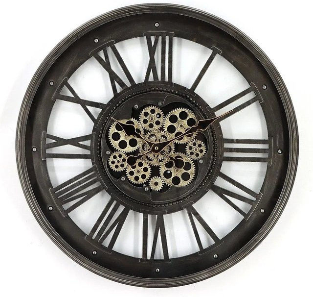 Vente-unique Wanduhr Astoria im Industrial Style, Schwarz/Anthrazitgrau, Durchmesser: 60 cm - Bild 1