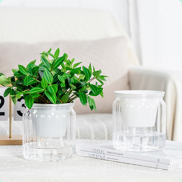 Selbstbewässernder Blumentopf von KuZHEN in Grau für den Innenbereich und Schreibtisch - Bild 1