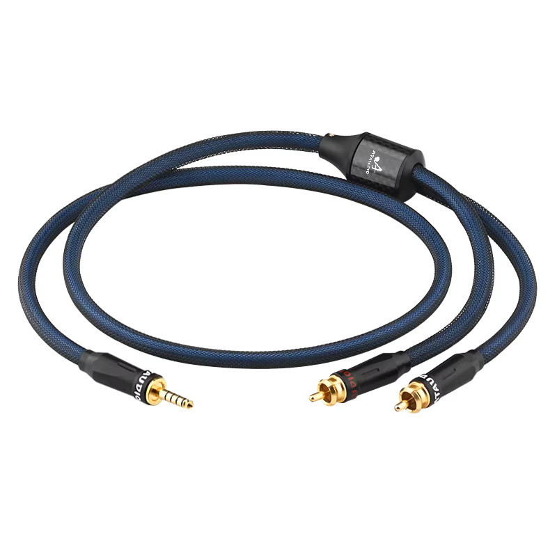 ATAUDIO HiFi OCC versilbertes Audiokabel 4,4mm auf 2RCA Y-Splitter in Silber und Blau für Verstärker und Heimkino - Bild 3