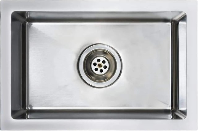 vidaXL Handgefertigte Einbauspüle aus Edelstahl in Silber B: 44 cm, T: 29 cm, H: 20 cm - Bild 1