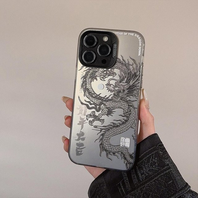Stoßfeste Handyhülle mit Drachenprägung für Apple iPhone 16 Plus bis iPhone 11, Transparent - Bild 1