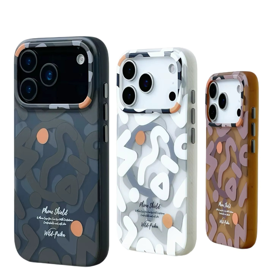 szHAIyu Geometrische Graffiti-Handyhülle mit MagSafe für iPhone 12 bis 17 Pro Max, Magnetische Kabellose Ladehülle mit Hartem Schutz, Schwarz/Mehrfarbig - Bild 4