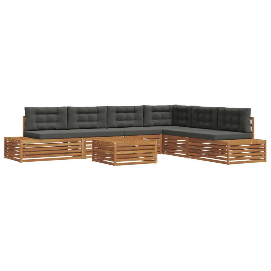 vidaXL Outdoor-Sofagarnitur 7-teilig in L-Form aus Akazienholz mit Kissen in Anthrazit - Bild 2