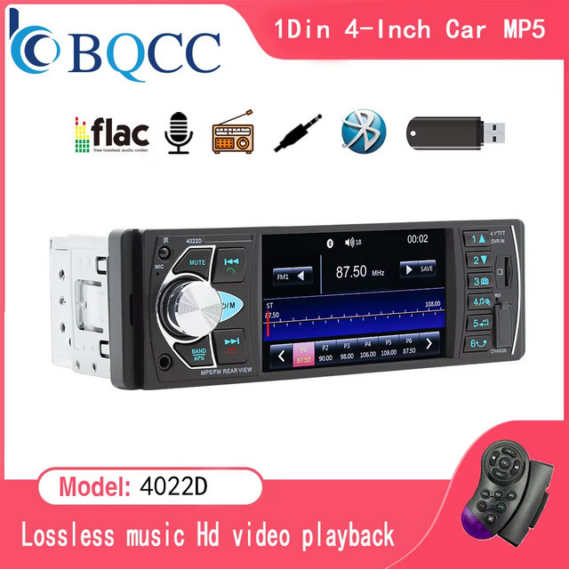 BQCC Autoradio MP5-Player 4022D mit Bluetooth, USB und TF-Kartenslot, 7 Farblichter, Schwarz - Bild 1