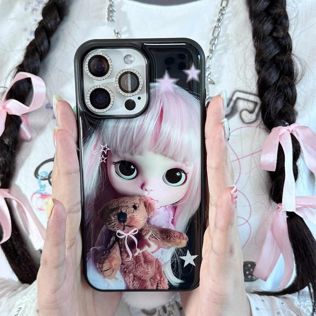 Luxuriöse Retro-Puppen-Handyhülle von Potdemiel in Dunkelbraun für iPhone 11 bis iPhone 17 Pro Max Plus mit Doppelschicht-Rückabdeckung - Bild 1