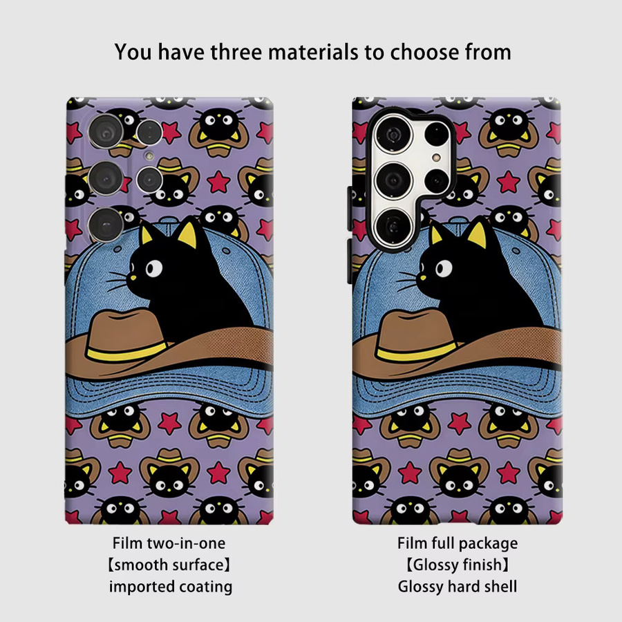 Stoßfeste Cowboy-Katzen-Handyhülle für Samsung Galaxy S26 S25 S24 S23 Ultra Plus, robuste Doppelschicht-Schutzhülle in Multicolour - Bild 2