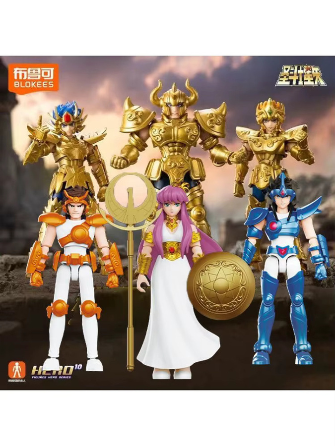 Blokees Saint Seiya Stars Edition Generation 3 Gold Saints Athena Cancer Aries Taurus Actionfiguren, Gold - Bild 6