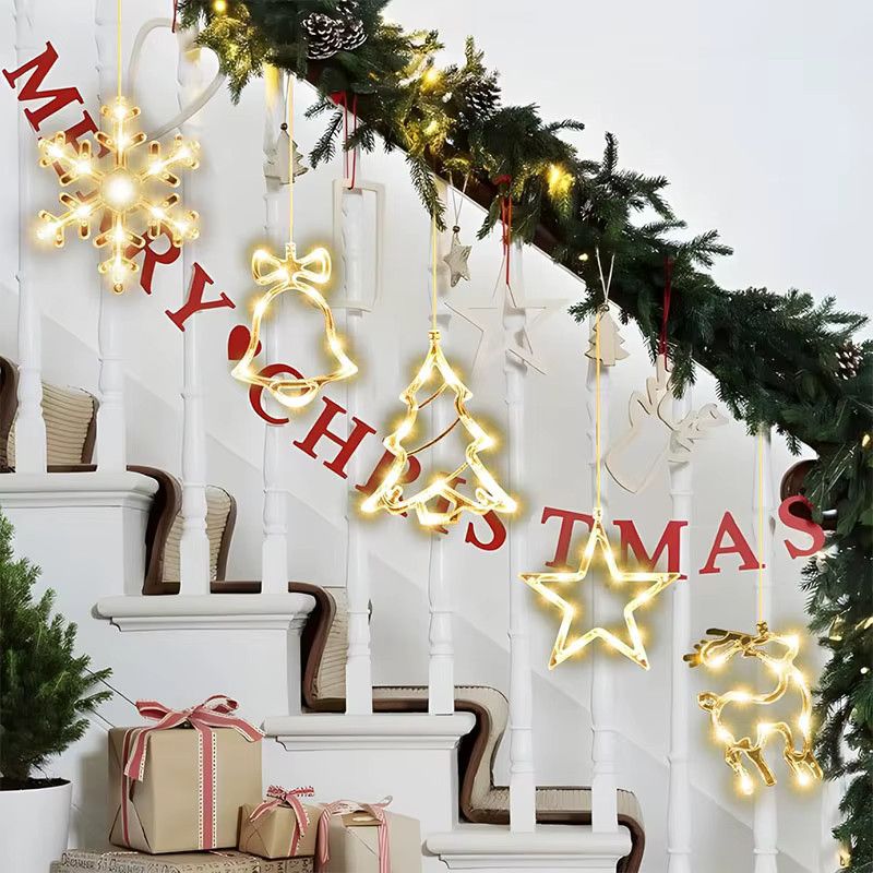TLEDMP Weihnachts-Fensterlichter batteriebetrieben als hängende Dekoration mit Saugnapf für Innen und Außen - Bild 2