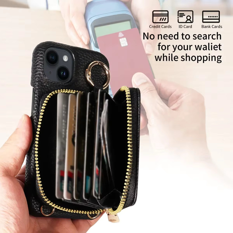 Samsung Wallet Handyhülle aus PU-Leder mit Kartensteckplätzen und Lanyard für Galaxy S25 S24 S23 S22 S21 S20 Ultra Plus FE in Schwarz und Beige - Bild 4