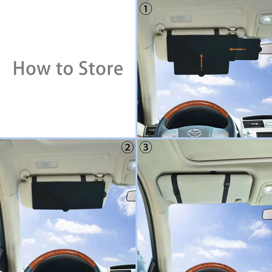 Auto Sonnenblende Extender von everso, Sonnenschutz Extension Board zur Blendreduzierung für die Windschutzscheibe, Schwarz - Bild 4